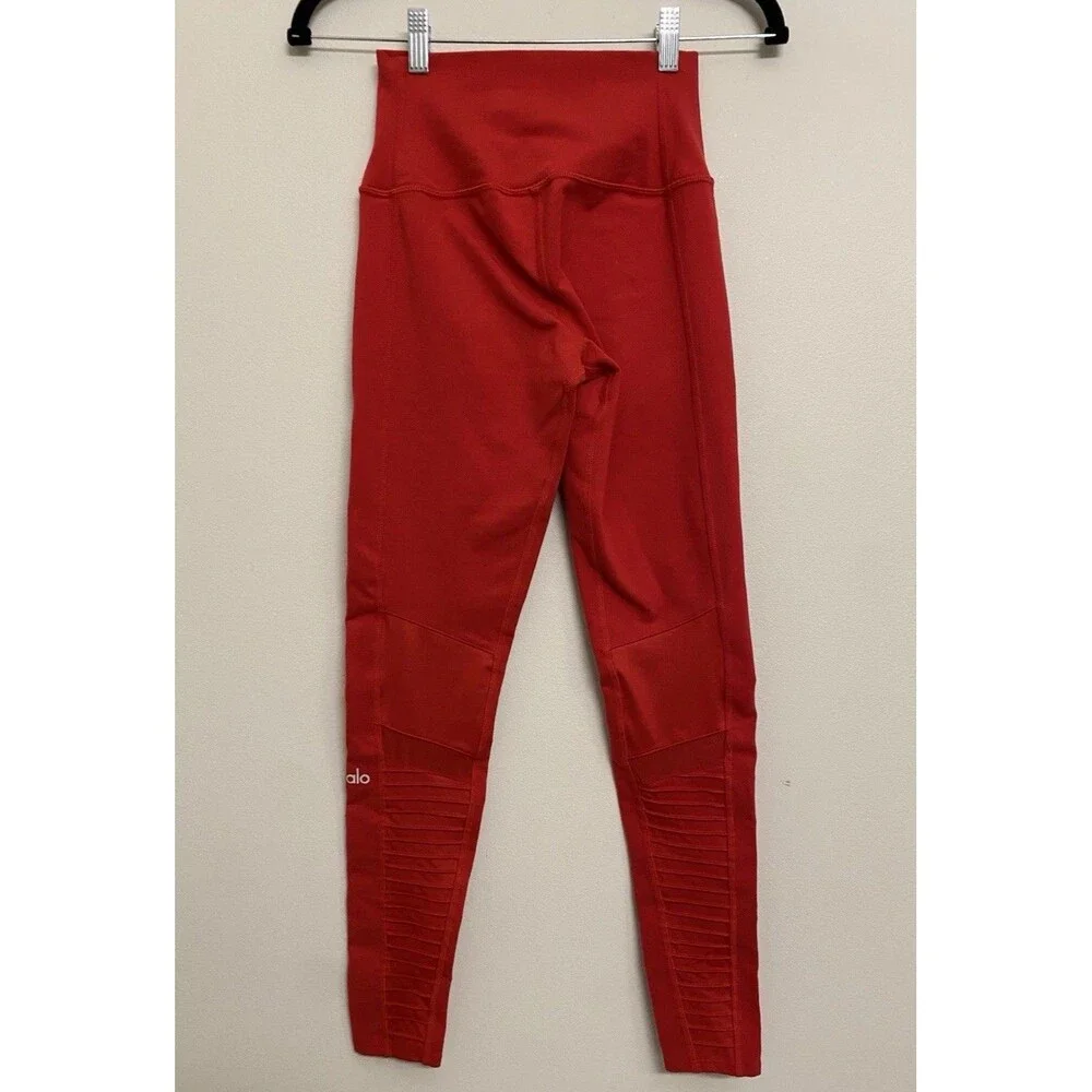 Alo Yoga High-Waist Moto Legging Size XS Cherry Red Athleisure Activewear Gym